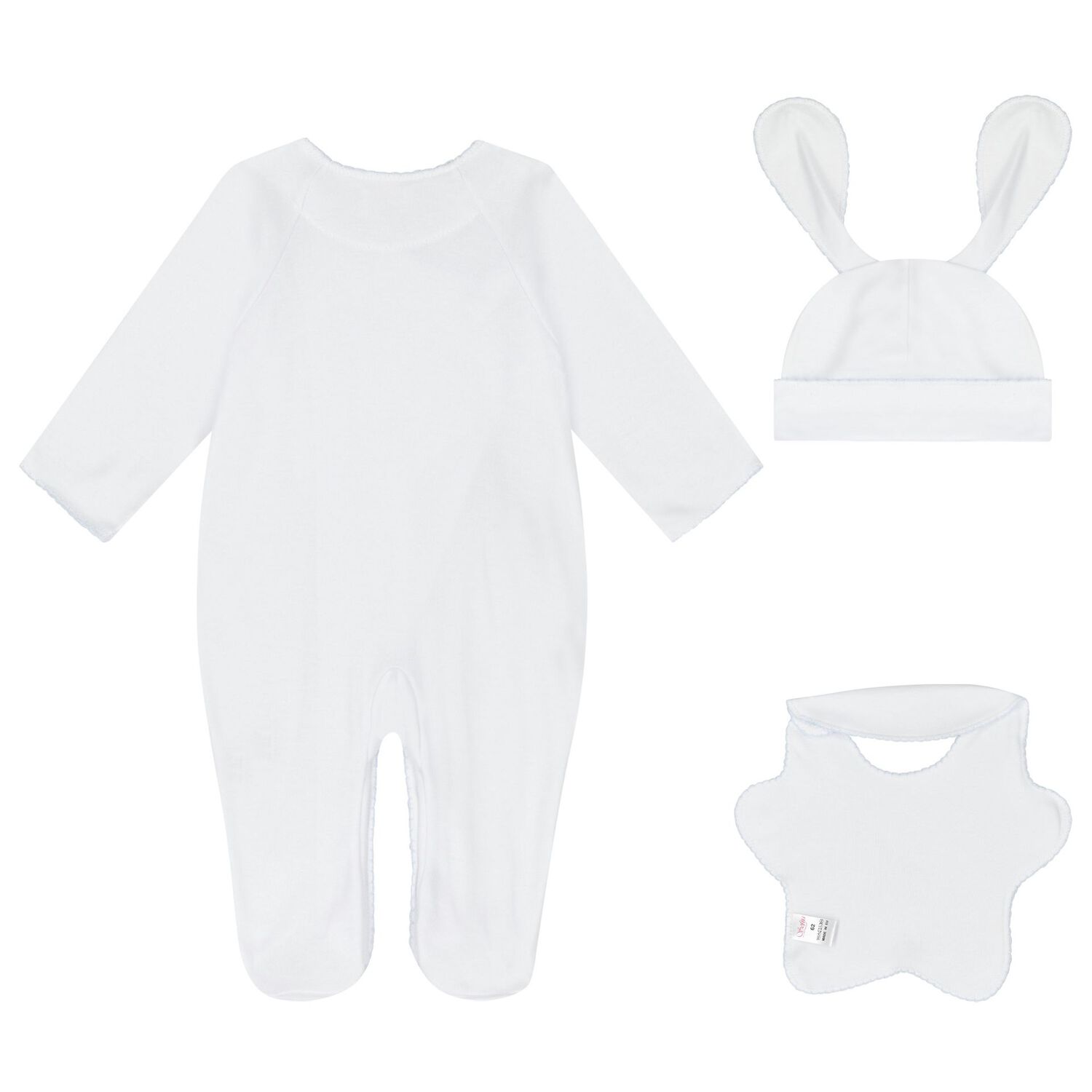 Baby Boys White & Blue Bunny Babygrow Gift Set, 1, hi-res