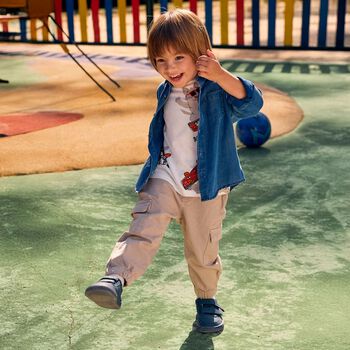 Younger Boys Beige Cargo Joggers