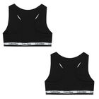 Girls Black Logo Bralette (2-Pack), 2, hi-res