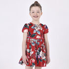 Girls Red Floral Dress, 1, hi-res