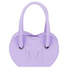 Girls Purple Leather Heart Handbag, 2, hi-res