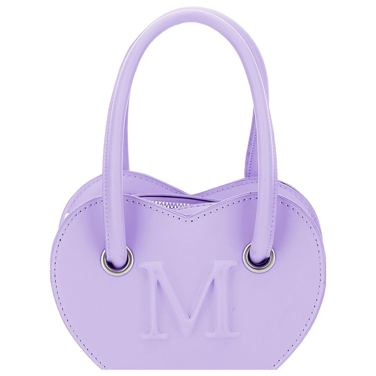 Girls Purple Leather Heart Handbag, 2, hi-res