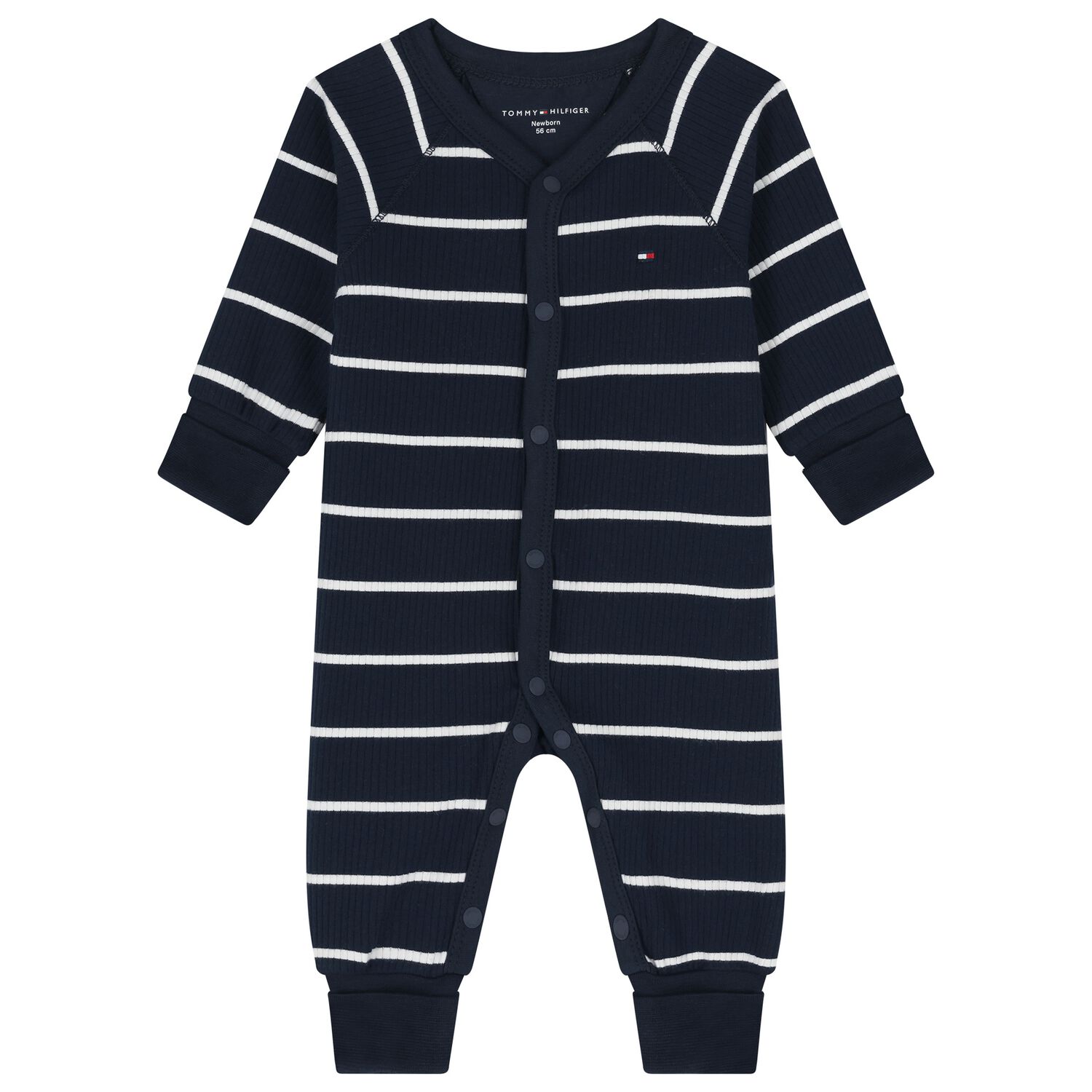  Baby Boys Navy Blue Striped Romper, 1, hi-res