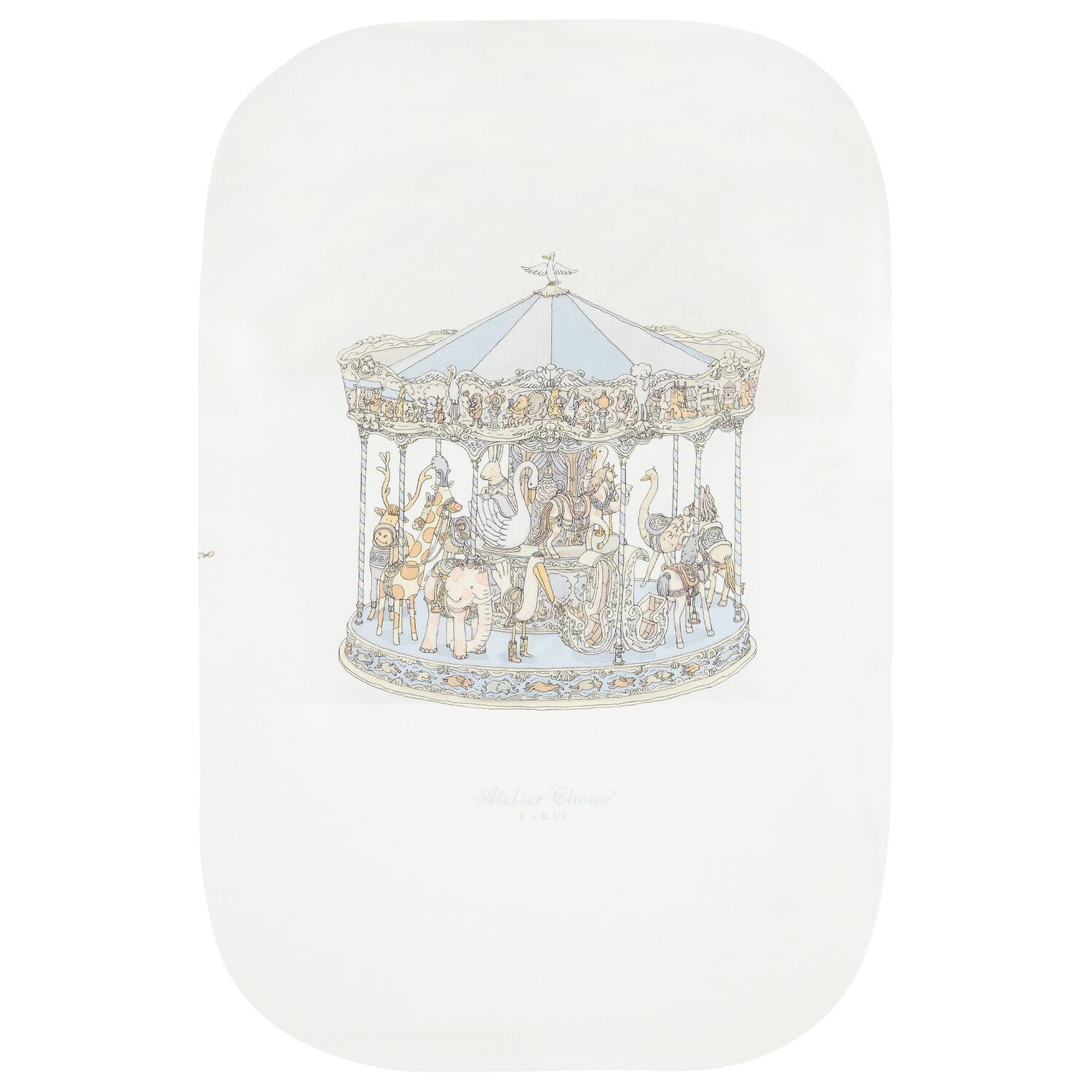 Baby Boys White & Blue Carousel Fitted Sheet, 1, hi-res