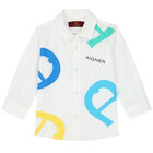 Younger Boys White Logo Shirt, 1, hi-res