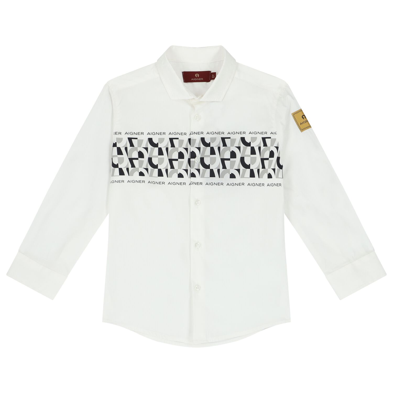 Boys White Logo Shirt, 1, hi-res image number null