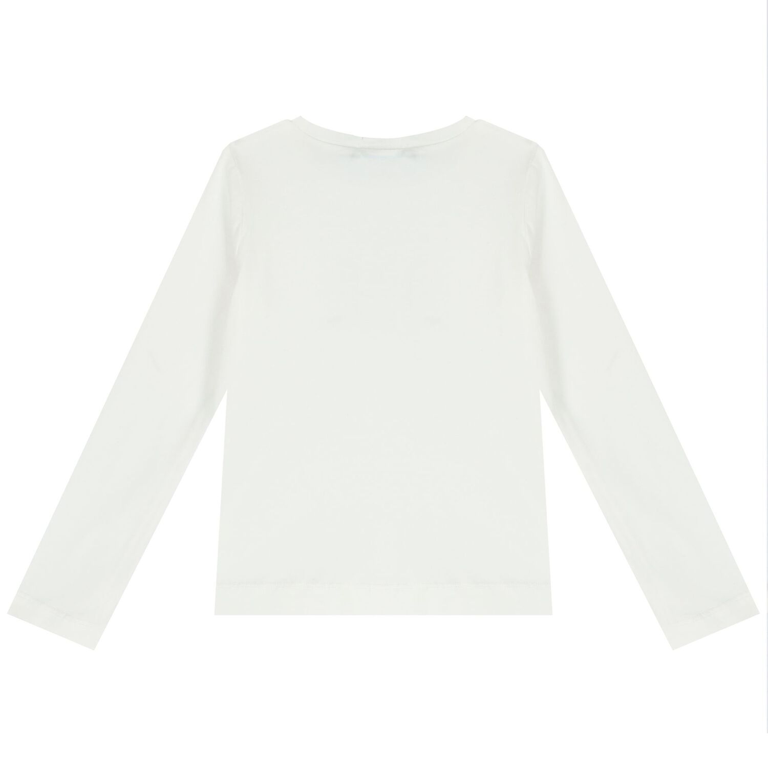 Girls Ivory & Navy Blue Bow Long Sleeve Top, 1, hi-res