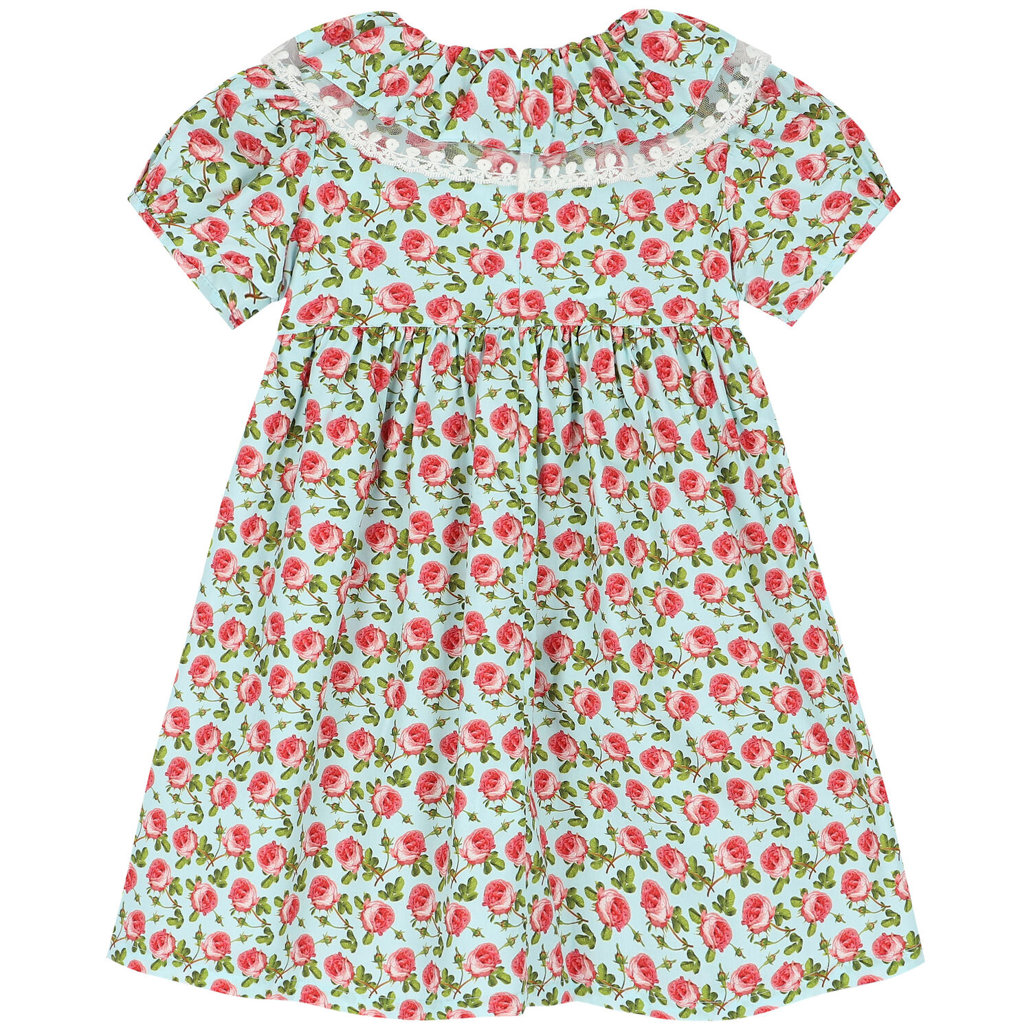 Girls Blue & Pink Roses Dress, 1, hi-res image number null
