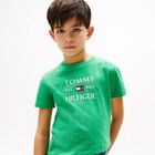 Boys Green Flag Logo Cotton T-Shirt, 3, hi-res