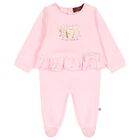 Baby Girls Pink & Gold Logo Babygrow, 2, hi-res