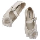 Girls Beige Flower Ballerina Shoes, 1, hi-res