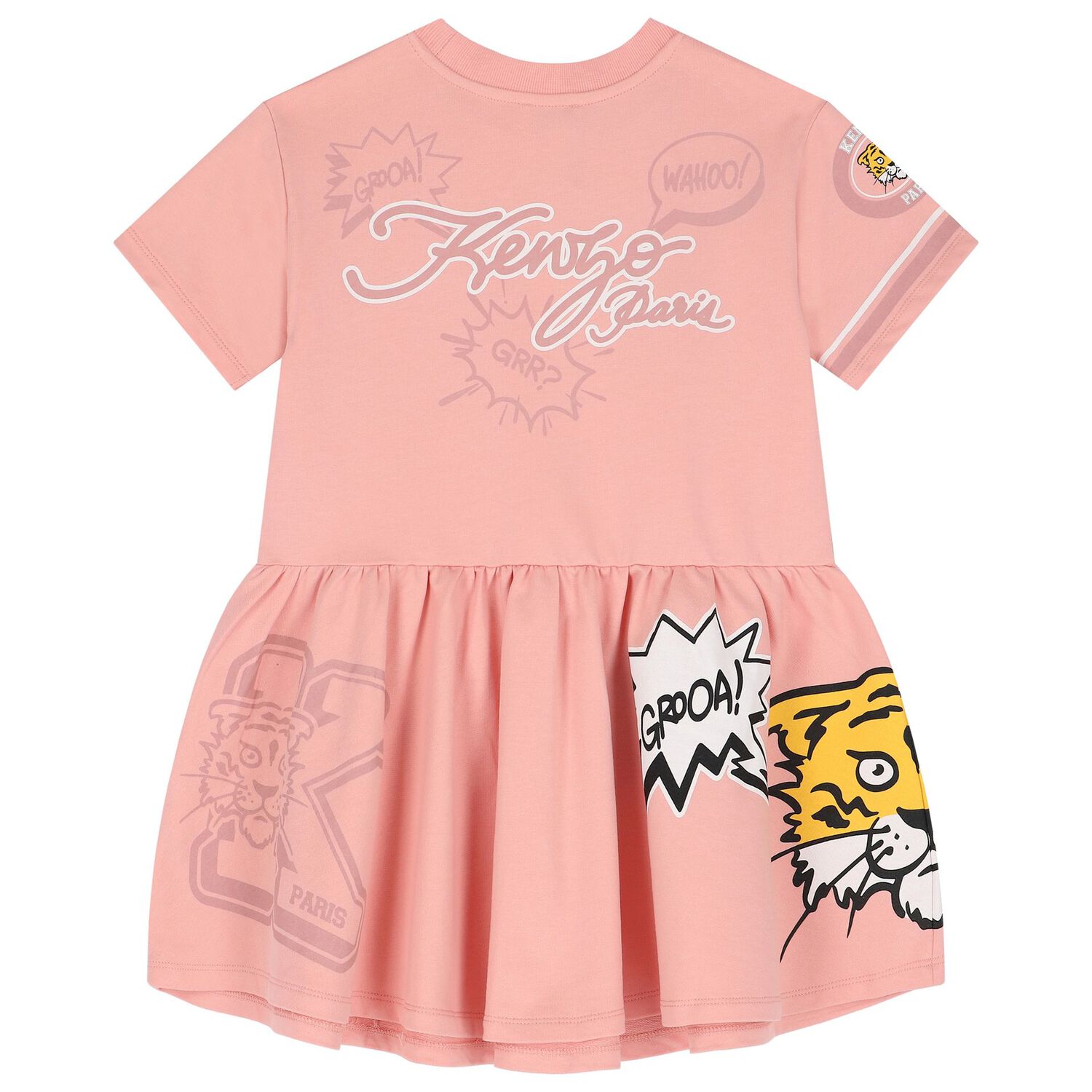 Girls Pink Tiger Logo Dress, 1, hi-res