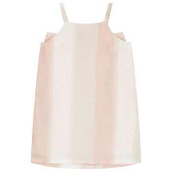 Girls Pink Bow Iridescent Dress