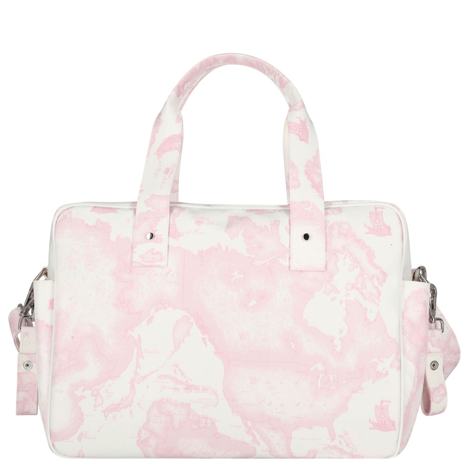 Baby Girls White & Pink Geo Map Changing Bag, 1, hi-res