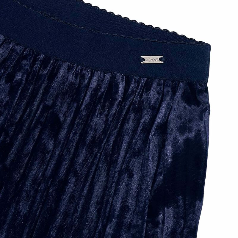 Girls Navy Blue Velvet Skirt, 1, hi-res image number null