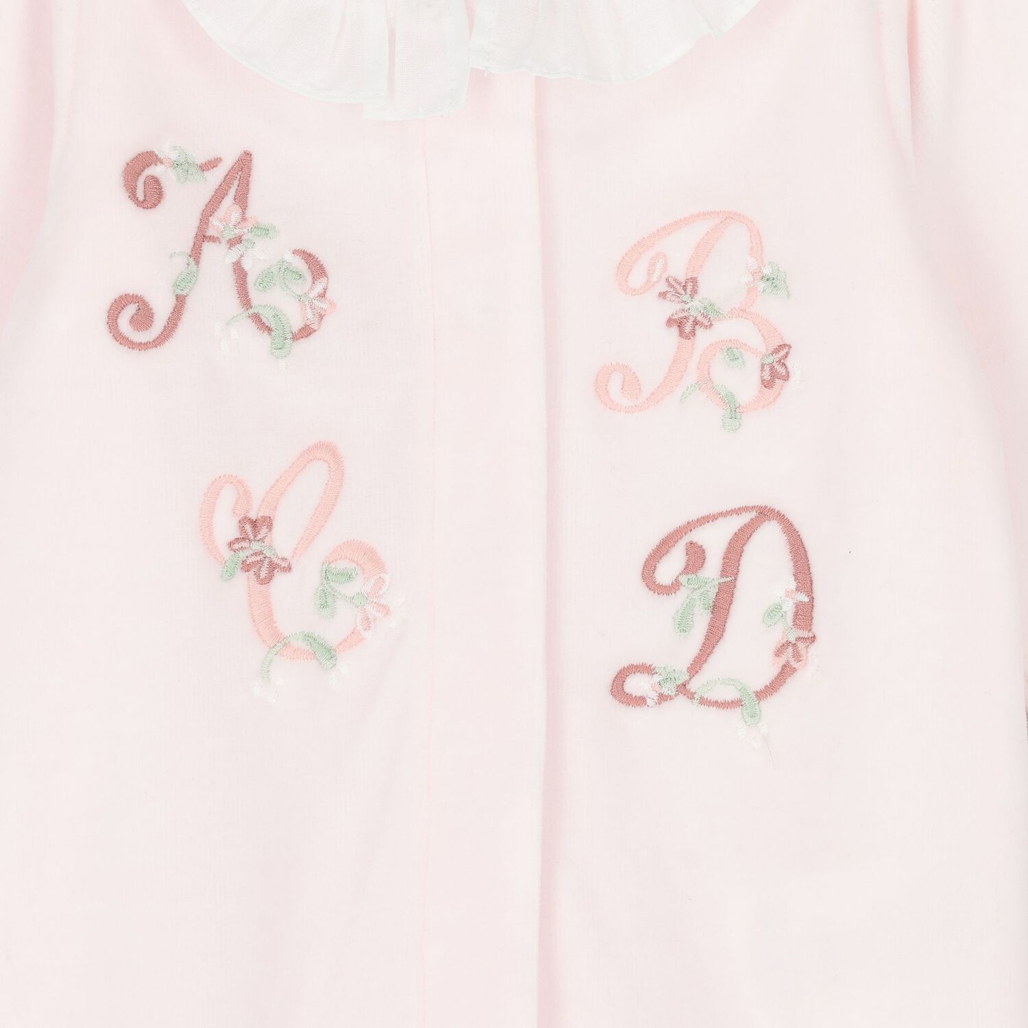 Baby Girls Pink Embroidered Floral Babygrow, 3, hi-res