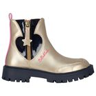 Girls Gold Faux Leather Boots, 1, hi-res