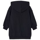 Girls Black Fleece Hooded Dress, 1, hi-res