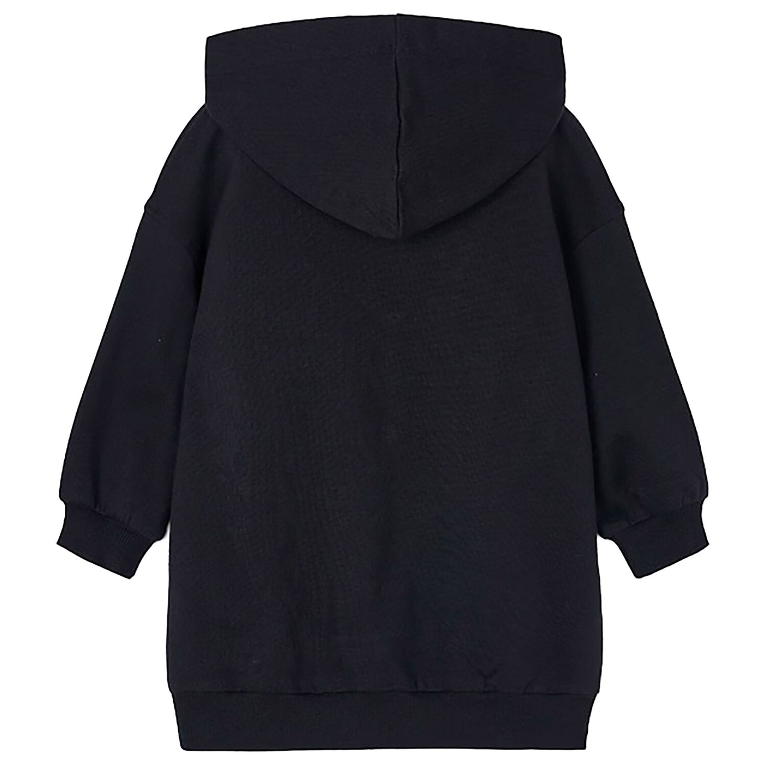 Girls Black Fleece Hooded Dress, 1, hi-res image number null