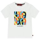 Younger Boys White Logo T-Shirt, 1, hi-res
