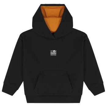 Boys Black Basketball Logo Hooded Top