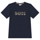 Boys Navy Blue Logo T-Shirt, 4, hi-res