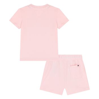 Younger Girls Pink Cotton Shorts Set