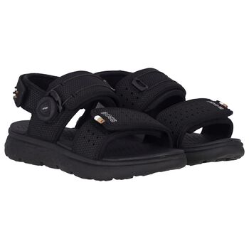 Boys Black Logo Sandals