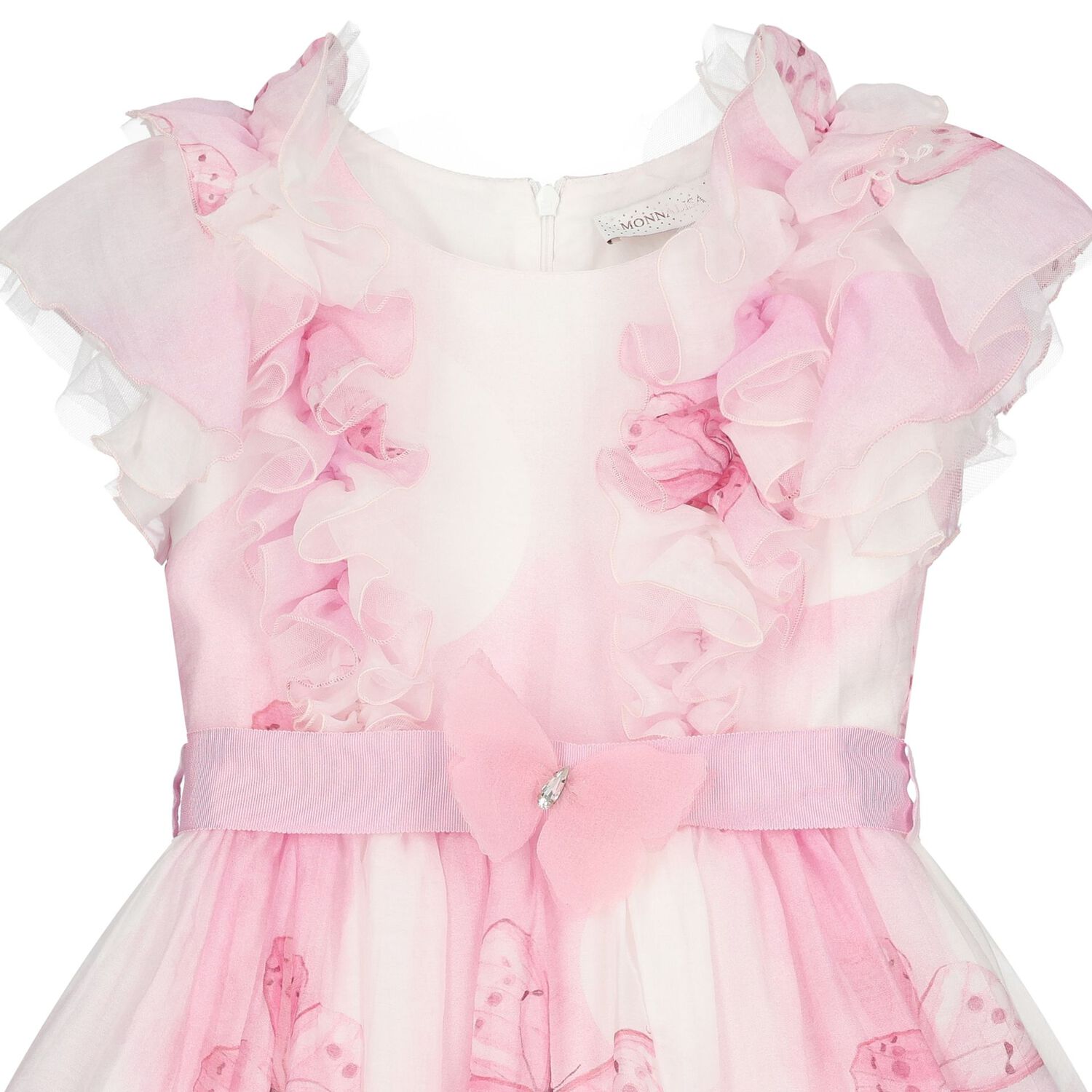 Girls Pink Ruffled Butterfly Dress, 1, hi-res image number null
