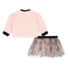 Younger Girls Pink & Black Logo Tulle Skirt Set, 1, hi-res