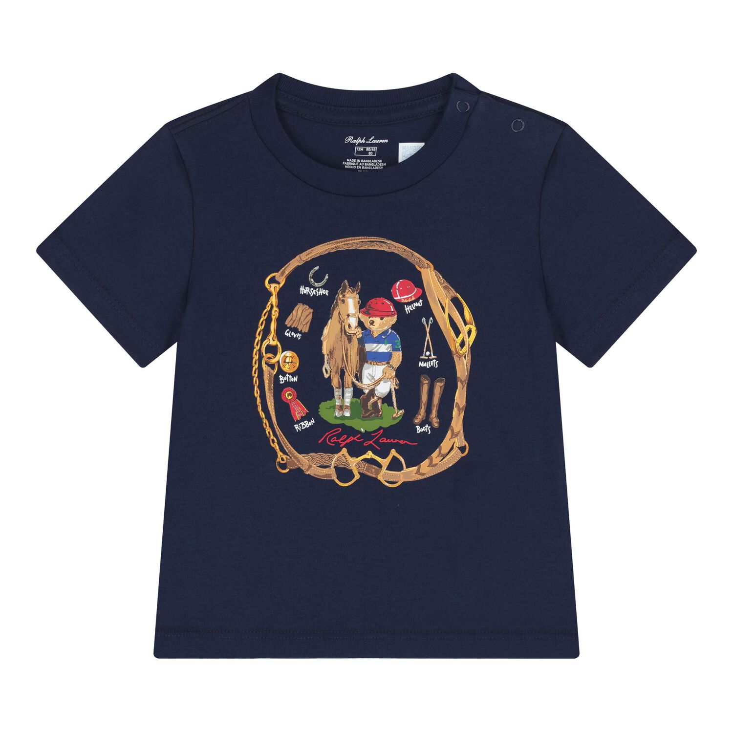 Baby Boys Navy Blue Polo Bear T-Shirt, 1, hi-res