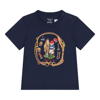 Baby Boys Navy Blue Polo Bear T-Shirt