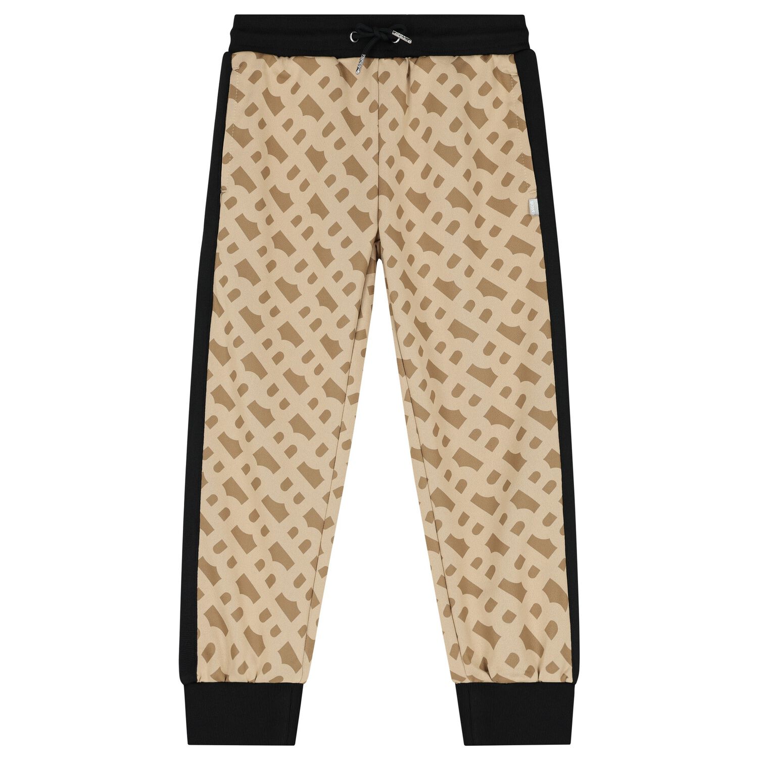 Girls Beige & Black Logo Joggers, 1, hi-res image number null