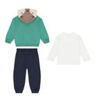 Younger Boys White, Green & Navy Blue Fox Tracksuit ( 3 Piece ), 1, hi-res
