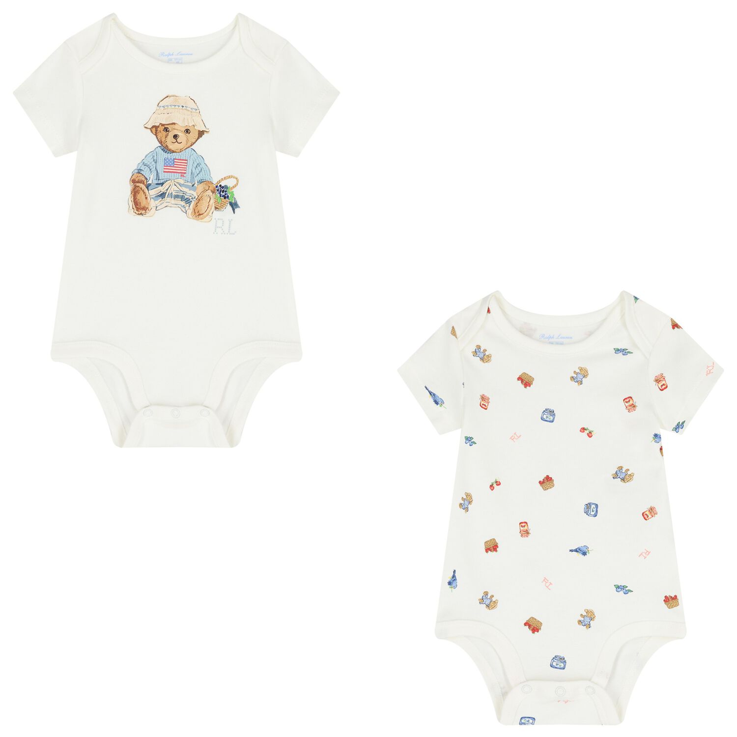 Ivory Polo Bear Bodysuits ( 2 Pack ), 1, hi-res