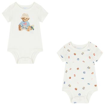 Ivory Polo Bear Bodysuits ( 2 Pack )