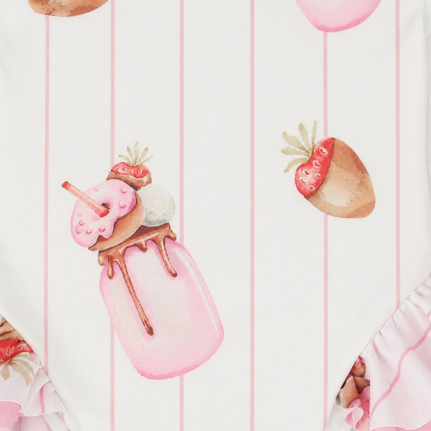 Girls White & Pink Milk Shake Swimsuit, 1, hi-res