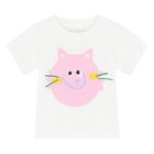 Younger Girls White & Pink Cat T-Shirt, 1, hi-res