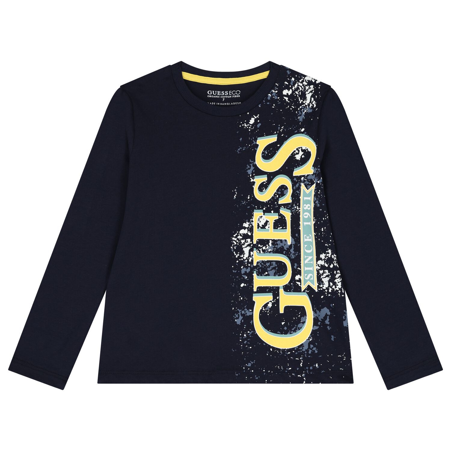 Boys Navy Blue Logo Long Sleeve Top, 2, hi-res