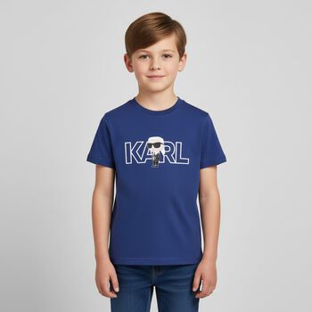 Boys Blue Ikonik Karl Logo T-Shirt