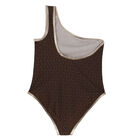 Girls Brown Logo Swimsuit, 1, hi-res