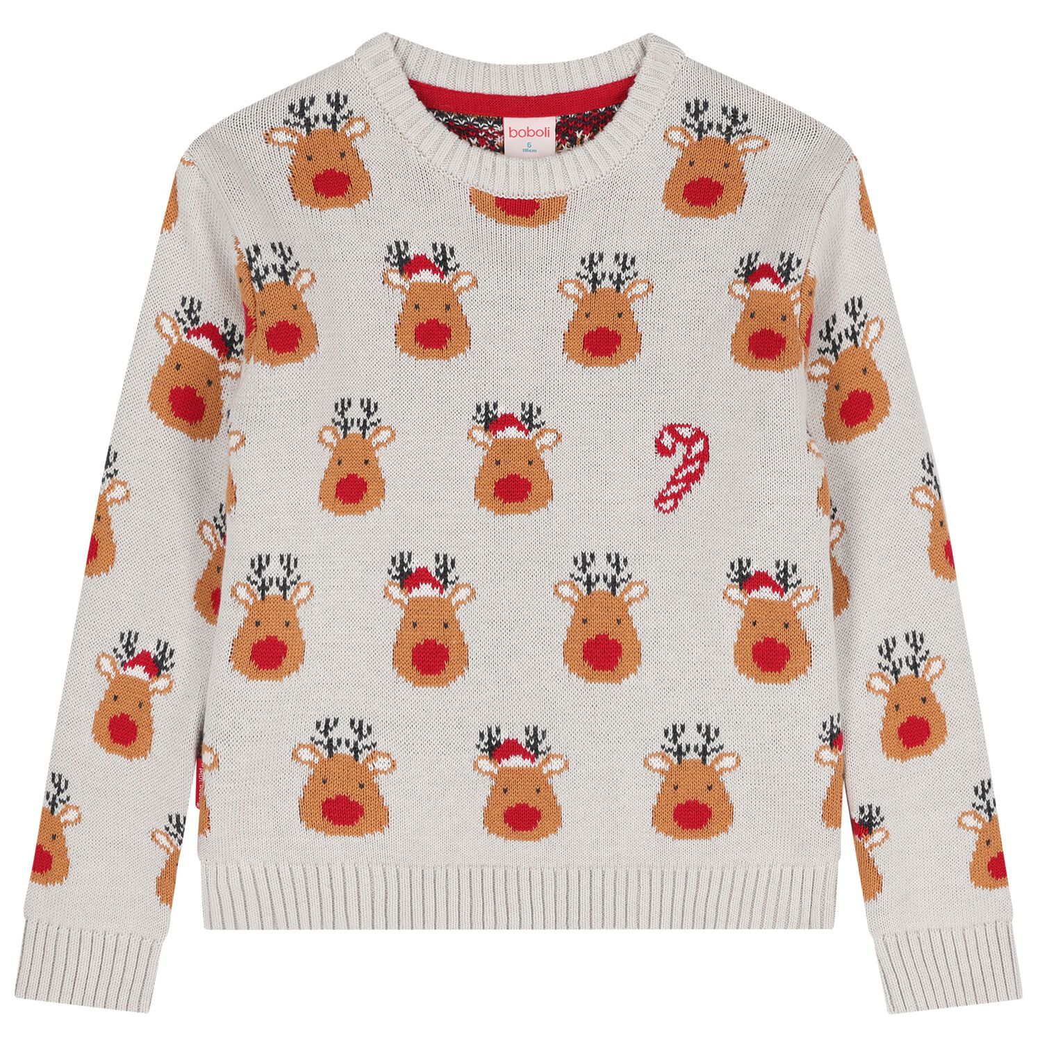 Grey Reindeer Christmas Knitted Jumper, 1, hi-res