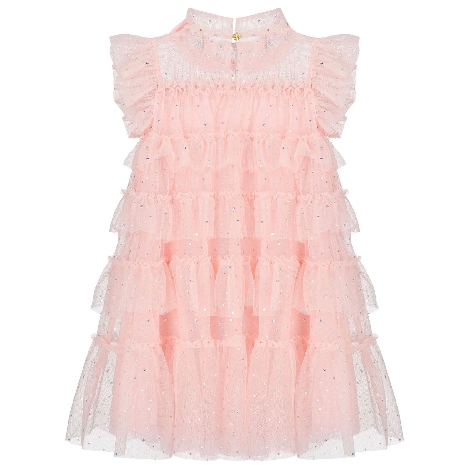 Girls Pink Embellished Tiered Tulle Dress, 2, hi-res image number null