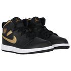 Black, White & Gold Air Jordan 1 Mid Trainers, 1, hi-res