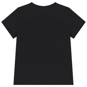 Girls Black Teddy Bear Logo T-Shirt