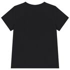 Girls Black Teddy Bear Logo T-Shirt, 3, hi-res