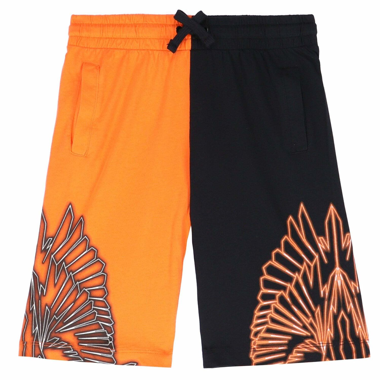 Boys Black & Orange Printed Shorts, 1, hi-res image number null