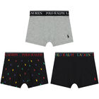 Boys Black & Grey Logo Boxer Shorts (3-Pack), 1, hi-res