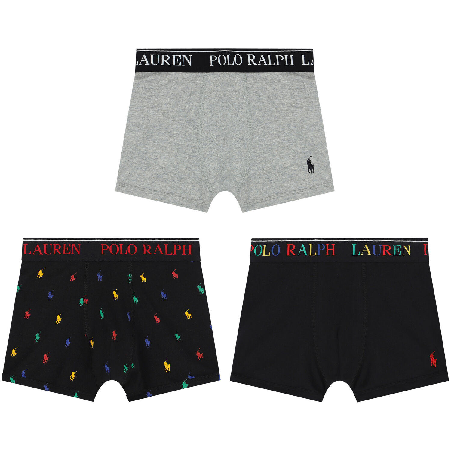 Boys Black & Grey Logo Boxer Shorts (3-Pack), 1, hi-res