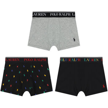 Boys Black & Grey Logo Boxer Shorts (3-Pack)
